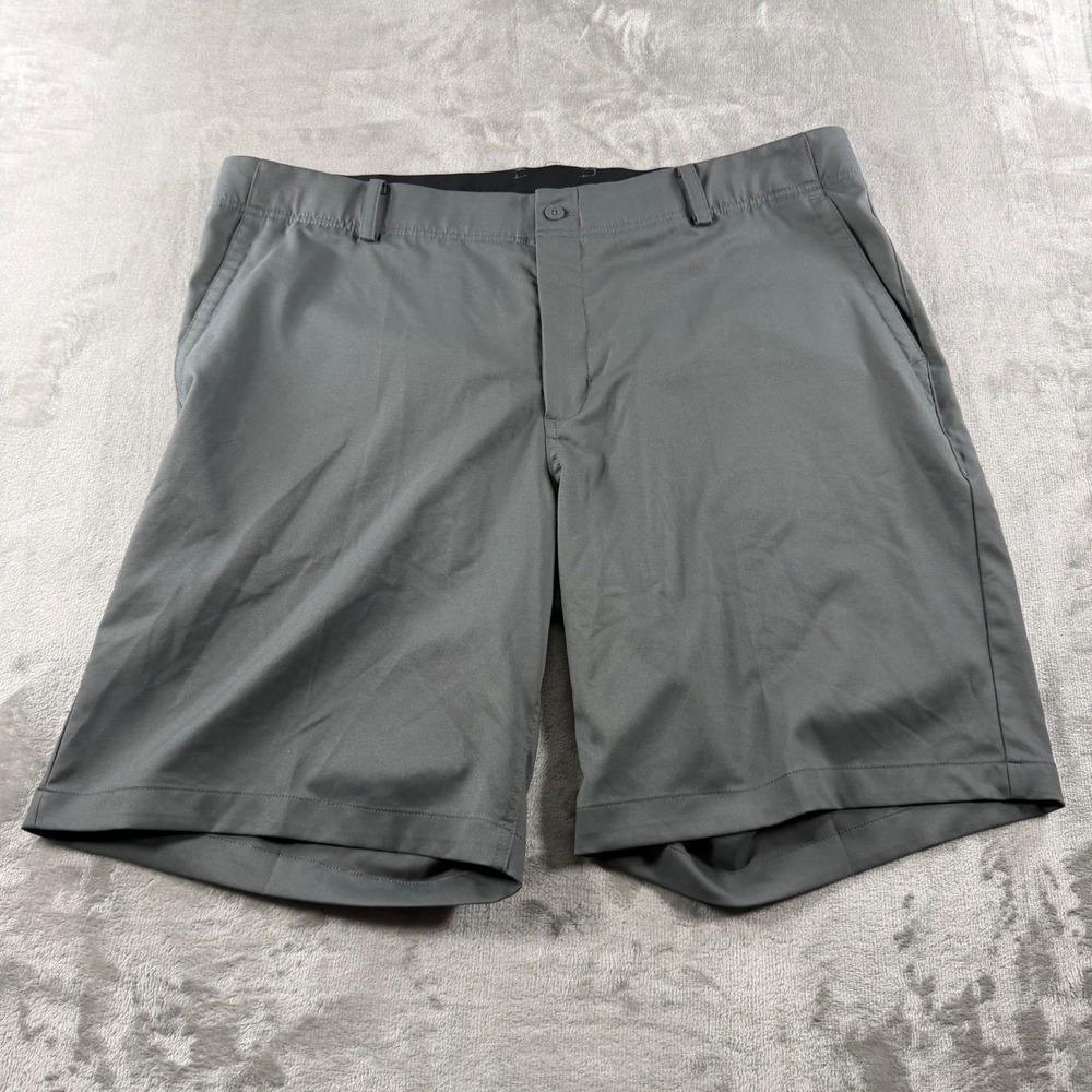 Nike Golf Dri-FIT Shorts Mens 40 Grey Standard Fit Performance Flat Front Logo